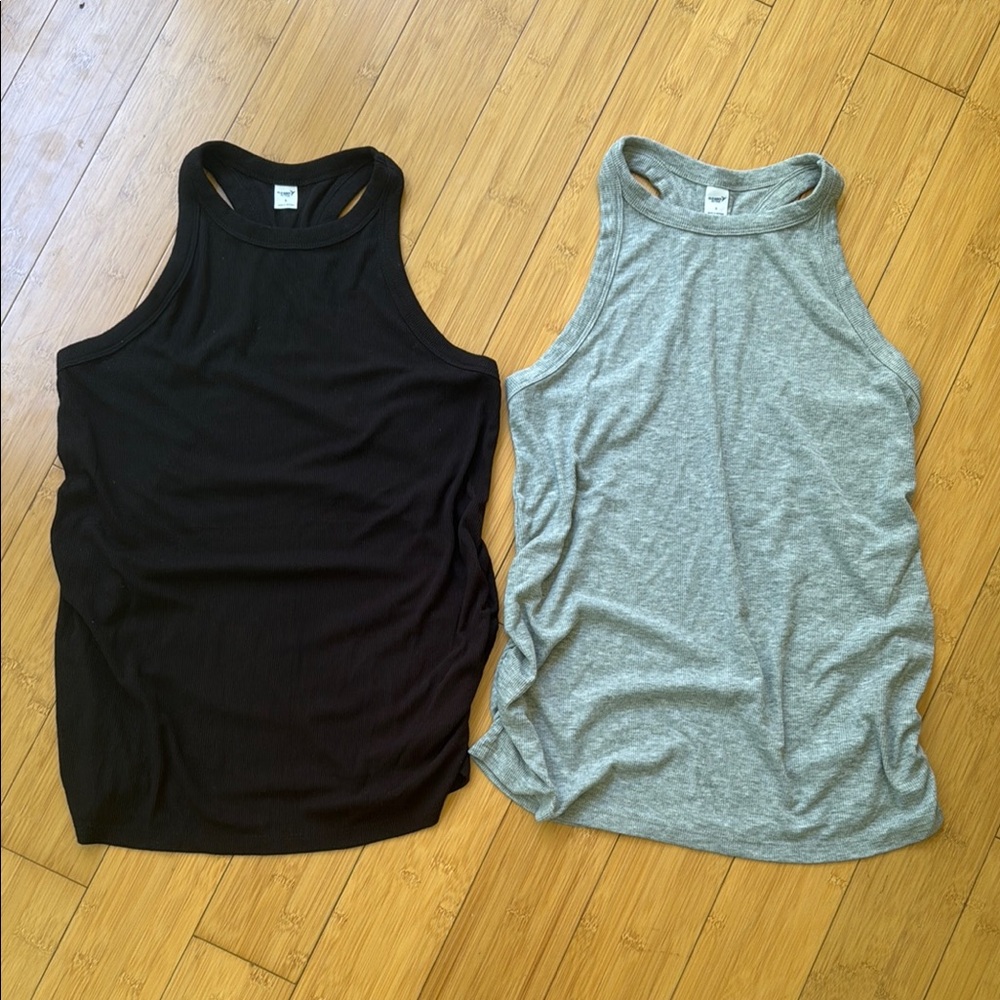 Old Navy Active - Black and Gray Maternity Sporty Tank Tops - Maternity Small